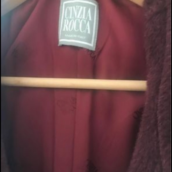 CINZIA ROCCA Womens' Burgundy Baby Llama Wool Long Coat Italy Size 12 - Picture 4 of 5